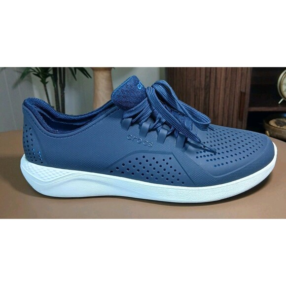 Men's Size 8 Crocs LiteRide Navy Blue Sneakers White Soles Comfort Walking Work. - Picture 8 of 16
